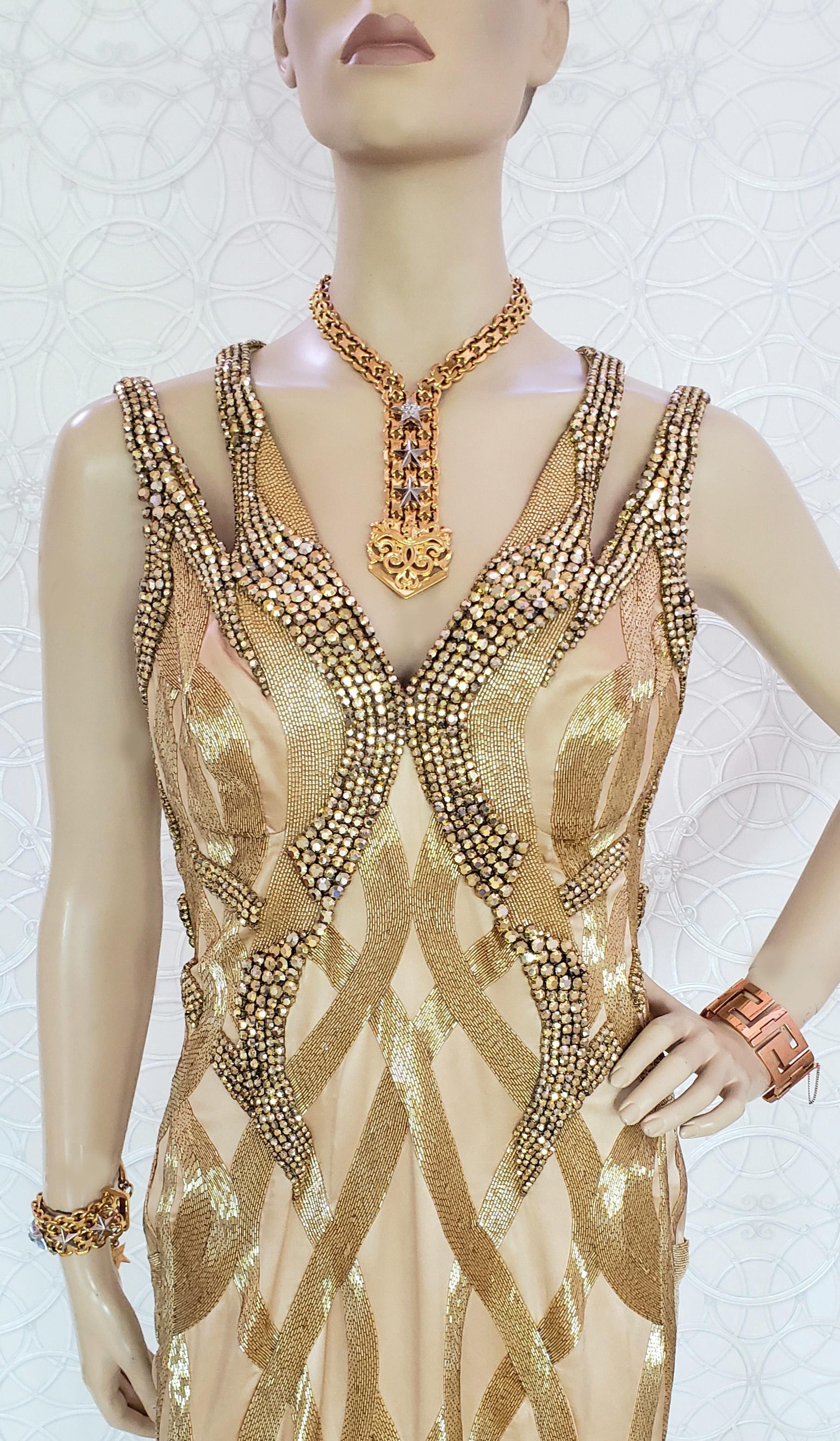 VERSACE GOLDEN EMBELLISHED w/ SWAROWSKI STONES GOWN  DRESS as seen on Irina  For Sale 1