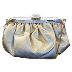 VERSACE GOLDEN LEATHER CLUTCH BAG EMBELLISHED with RHINESTONES