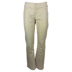 VERSACE – Golden Lurex Low-Rise Jeans with Embroidered Monogram Size 31US 45IT