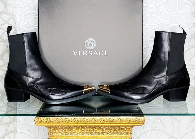 VERSACE GOTHIC SIGNS 24k GOLD PLATED MEDUSA TIPS BLACK  display picture 3