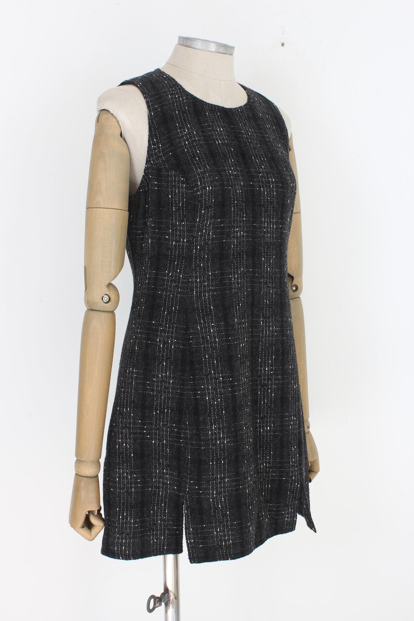 Women's Versace Gray Wool Pinstripe Sheath Dress Vintage 1990s