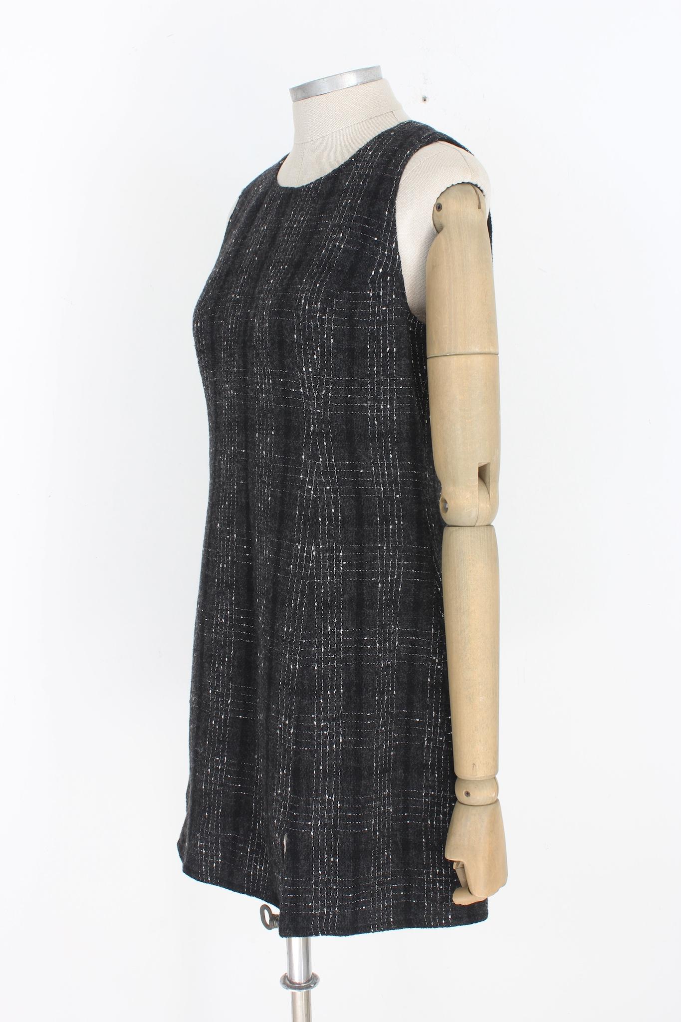 Versace Gray Wool Pinstripe Sheath Dress Vintage 1990s 1