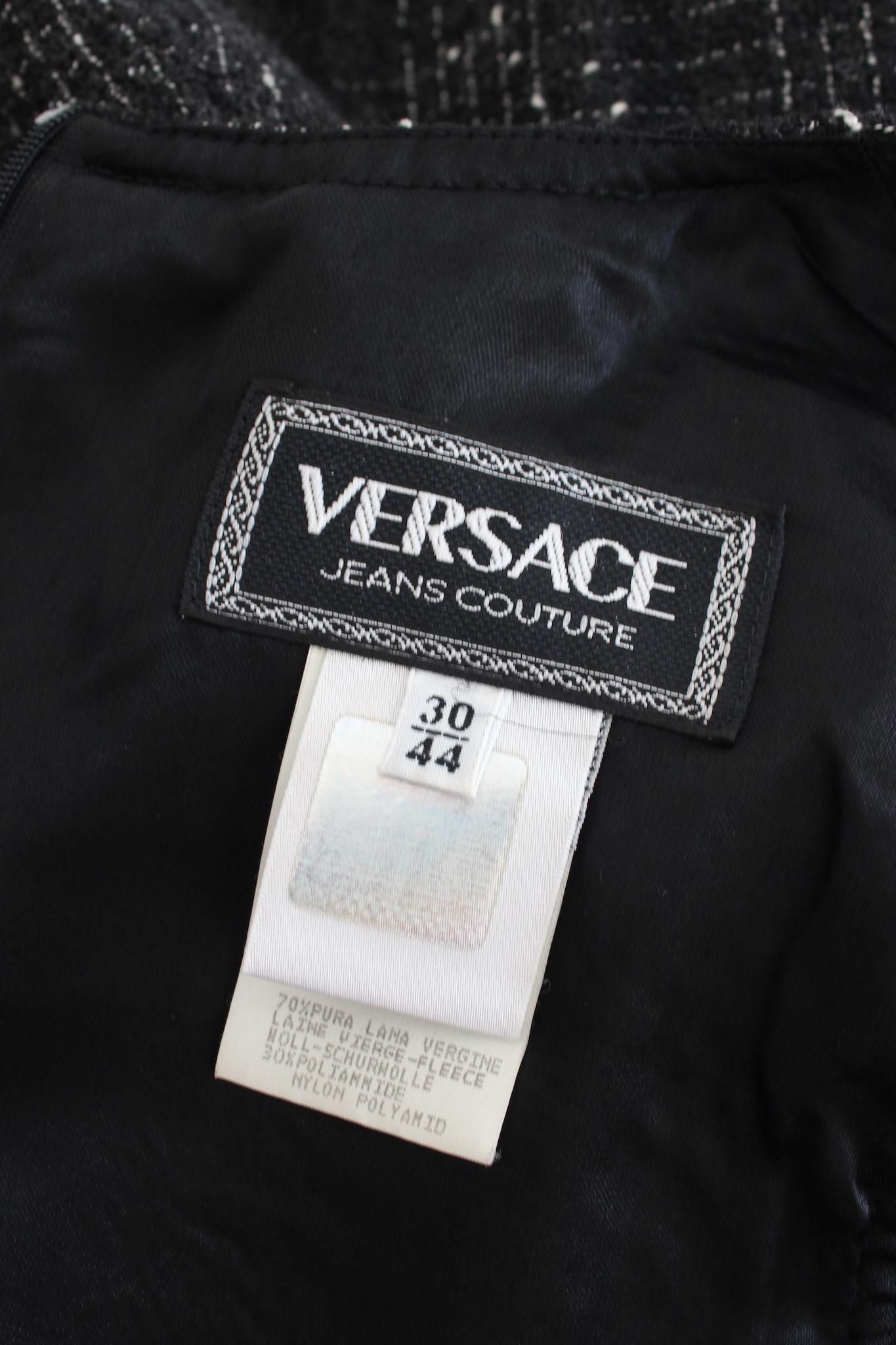 Versace Gray Wool Pinstripe Sheath Dress Vintage 1990s 2