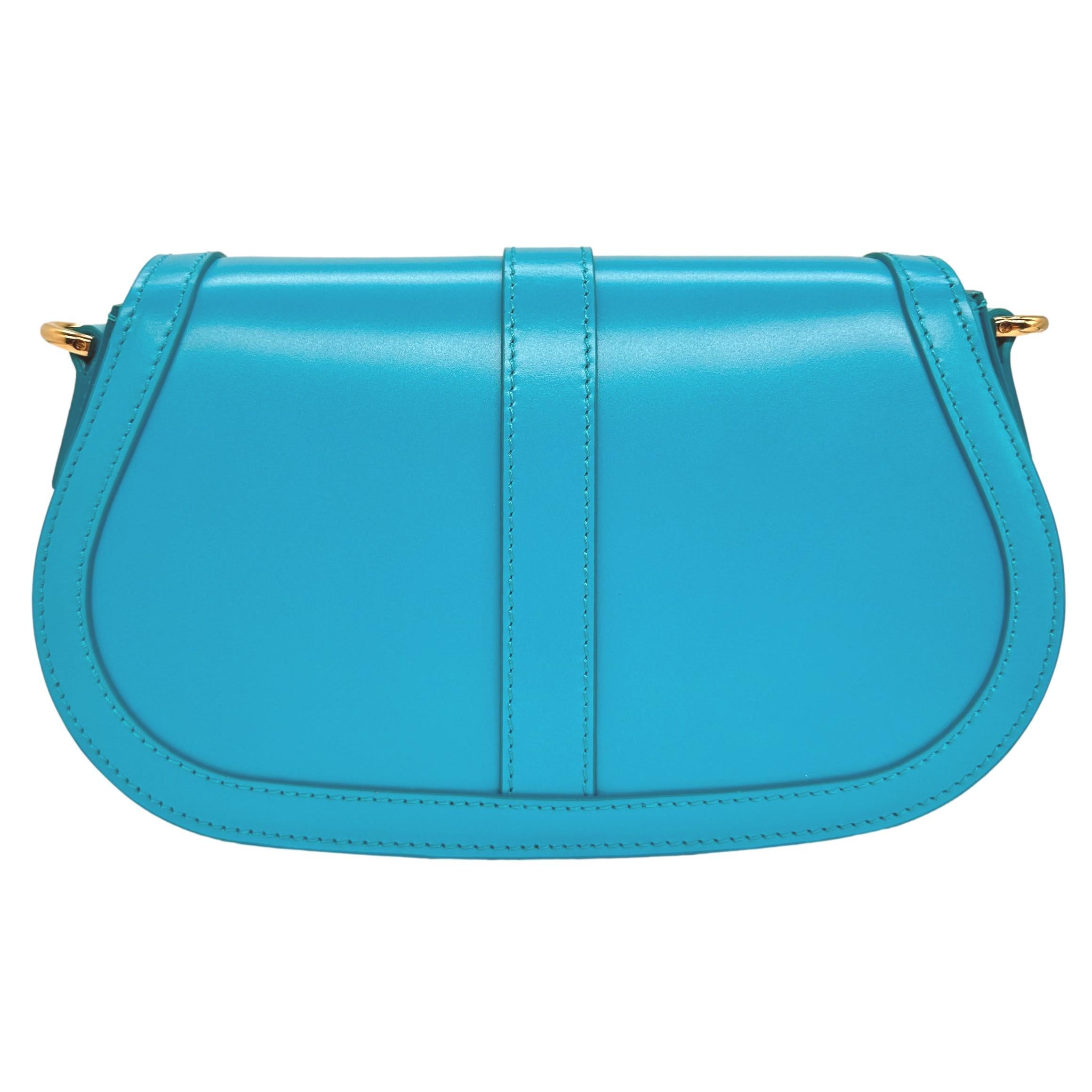 Women's or Men's Versace Greca Goddess Turquoise Leather Shoulder Crossbody Bag, 2022.