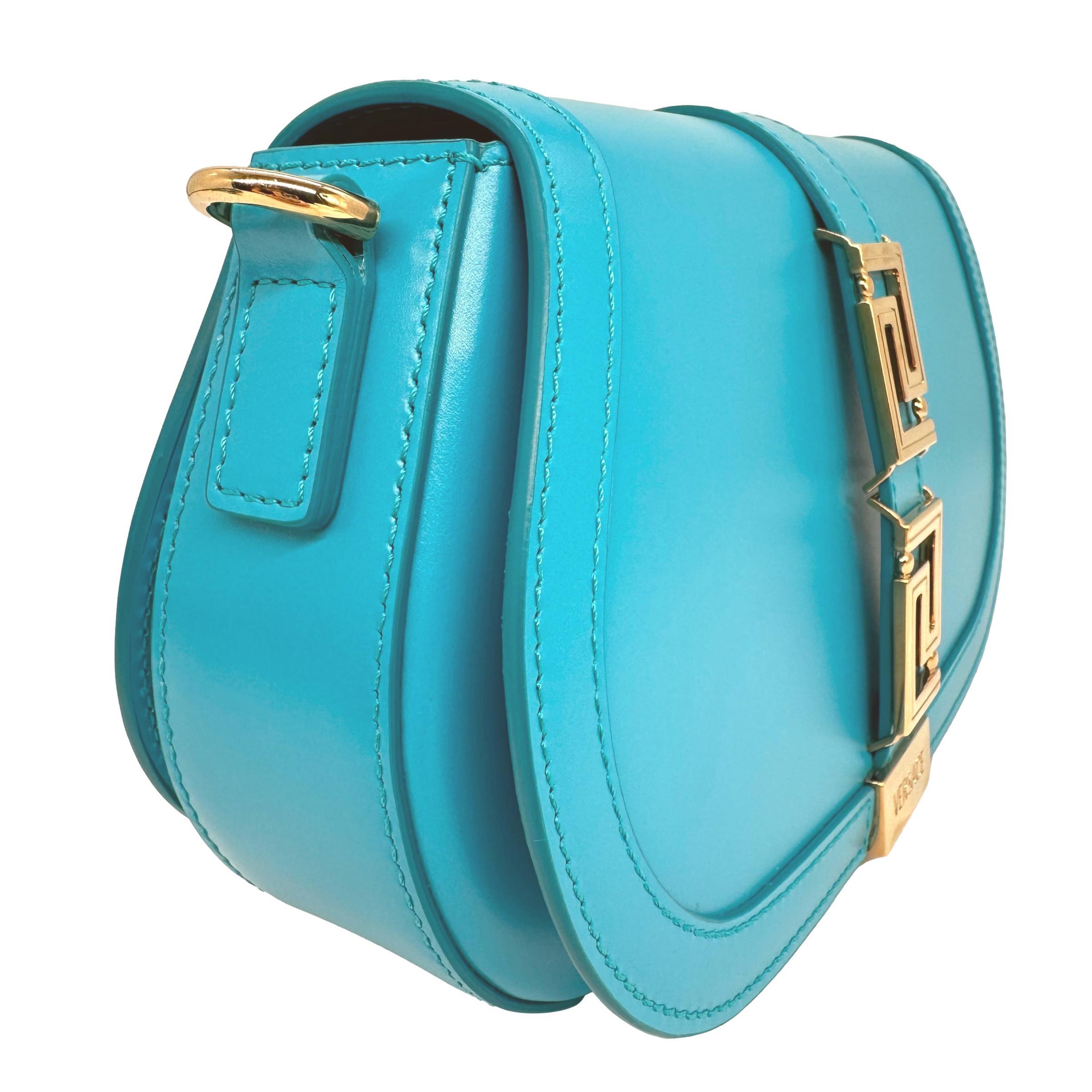 Versace Greca Goddess Turquoise Leather Shoulder Crossbody Bag, 2022. 1