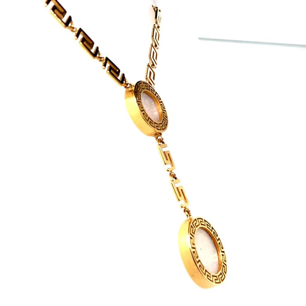 Halskette von Versace Greca Perlmutt 18 Karat Roségold (Retro) im Angebot