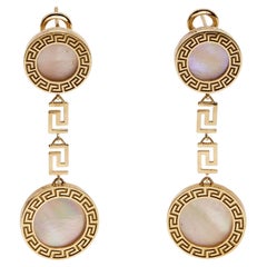 Versace Greca Mother of Pearl 18k Yellow Gold Earrings