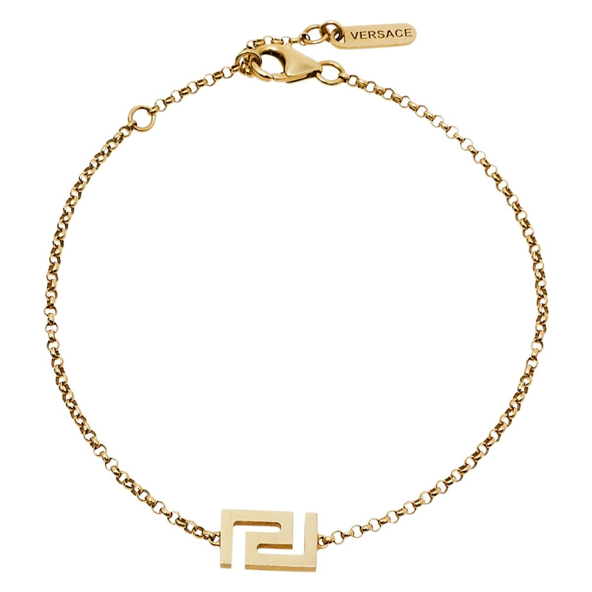 Versace Greek Key Motif 18K Yellow Gold Bracelet