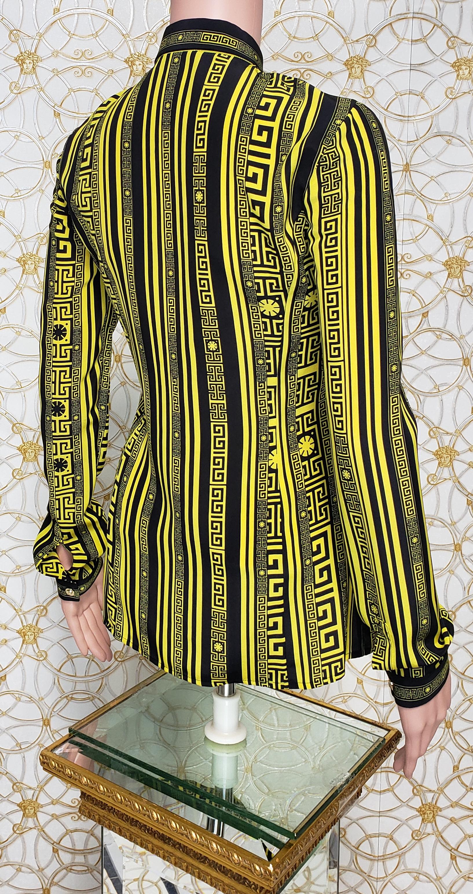 Black F/W 2015 Look # 4 VERSACE #greek long sleeve silk shirt  For Sale