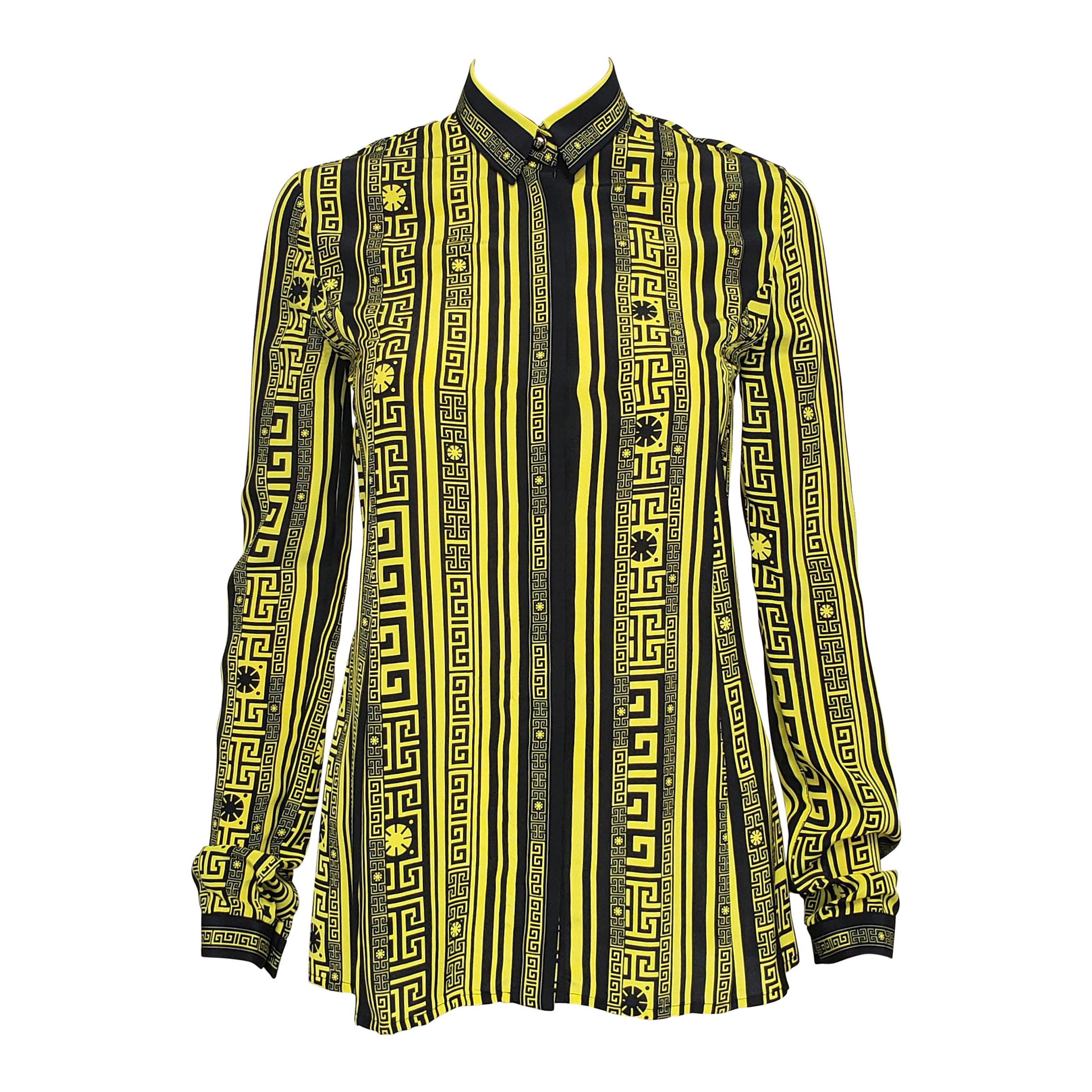 F/W 2015 Look # 4 VERSACE #greek long sleeve silk shirt  For Sale