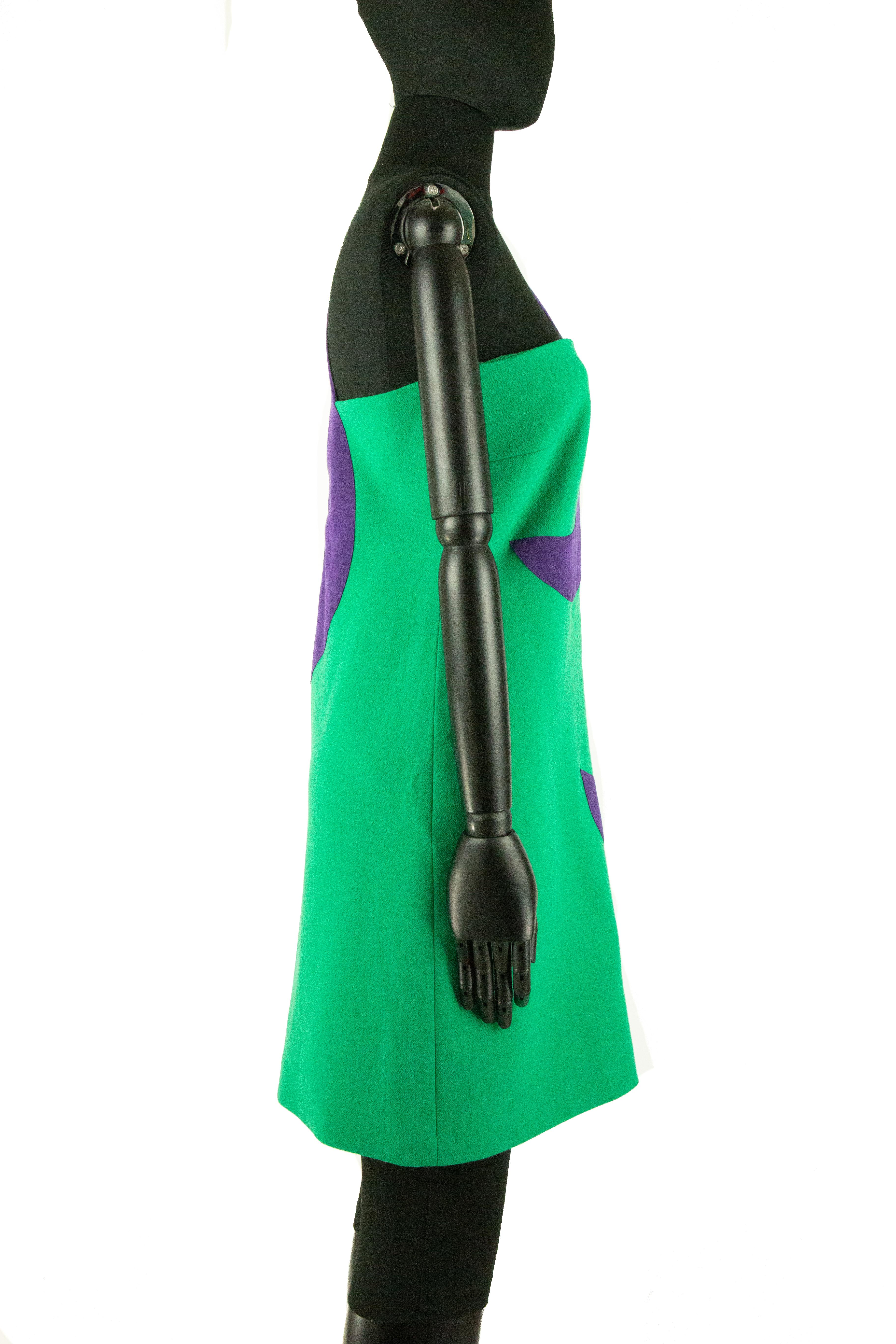 Versace Green and Purple Minidress In Good Condition For Sale In London, GB