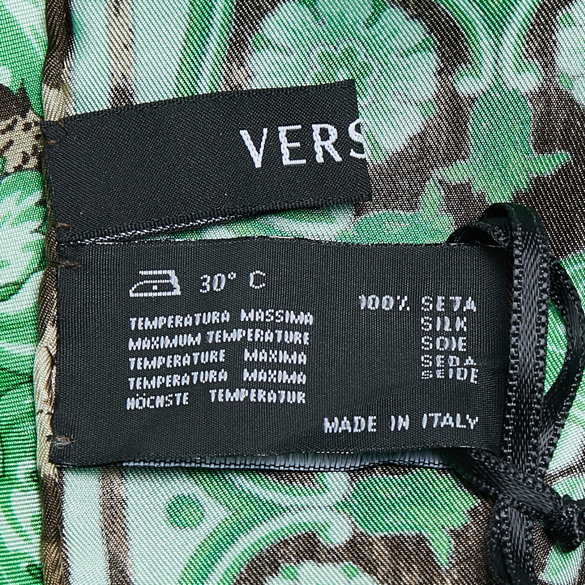 Women's Versace Green Animal & Baroque Print Silk Square Scarf