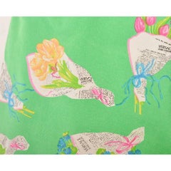 1990's Versace Green Floral Bouquet pattern high waisted Jeans