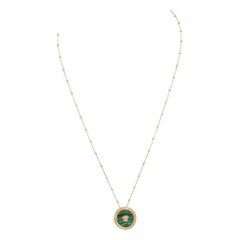 Versace Green & Gold Medusa Head Marble Pendant Necklace