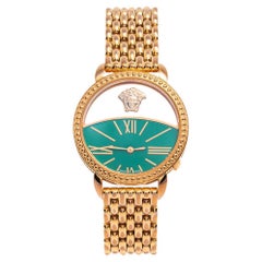 Versace Green Gold Plated Stainless Steel Krios 93Q Women's Wristwatch 38 mm
