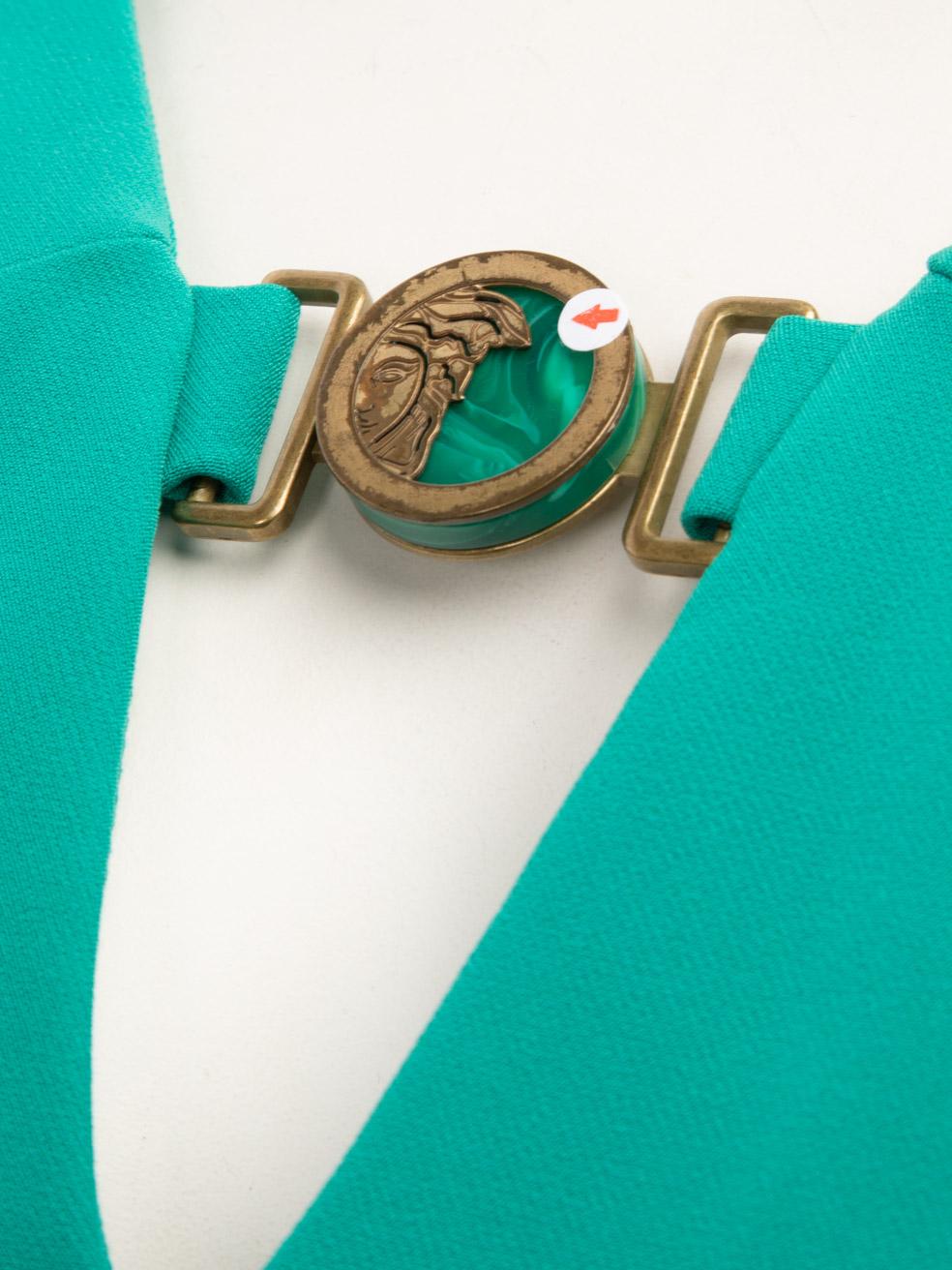  Versace Green Medusa Buckle Knee Length Dress Size S Pour femmes 