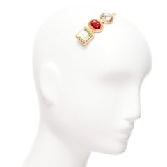 VERSACE Grün Rot Klarkristall Gold Barock Juwelen einzelner Haarclip