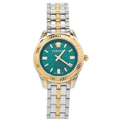 Versace Green Two-Tone Stainless Steel Greca VE6C00423 Women's Wristwatch 35 mm