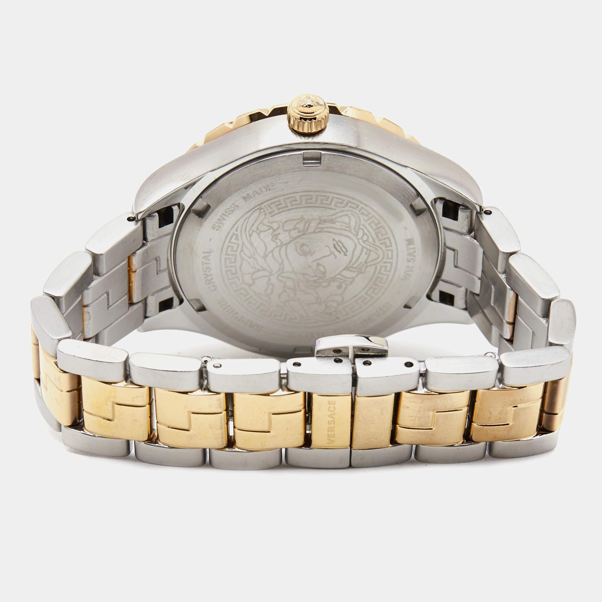  Versace Montre-bracelet pour femme 3 tons vert en acier inoxydable Hellenyium V12050016 Pour femmes 