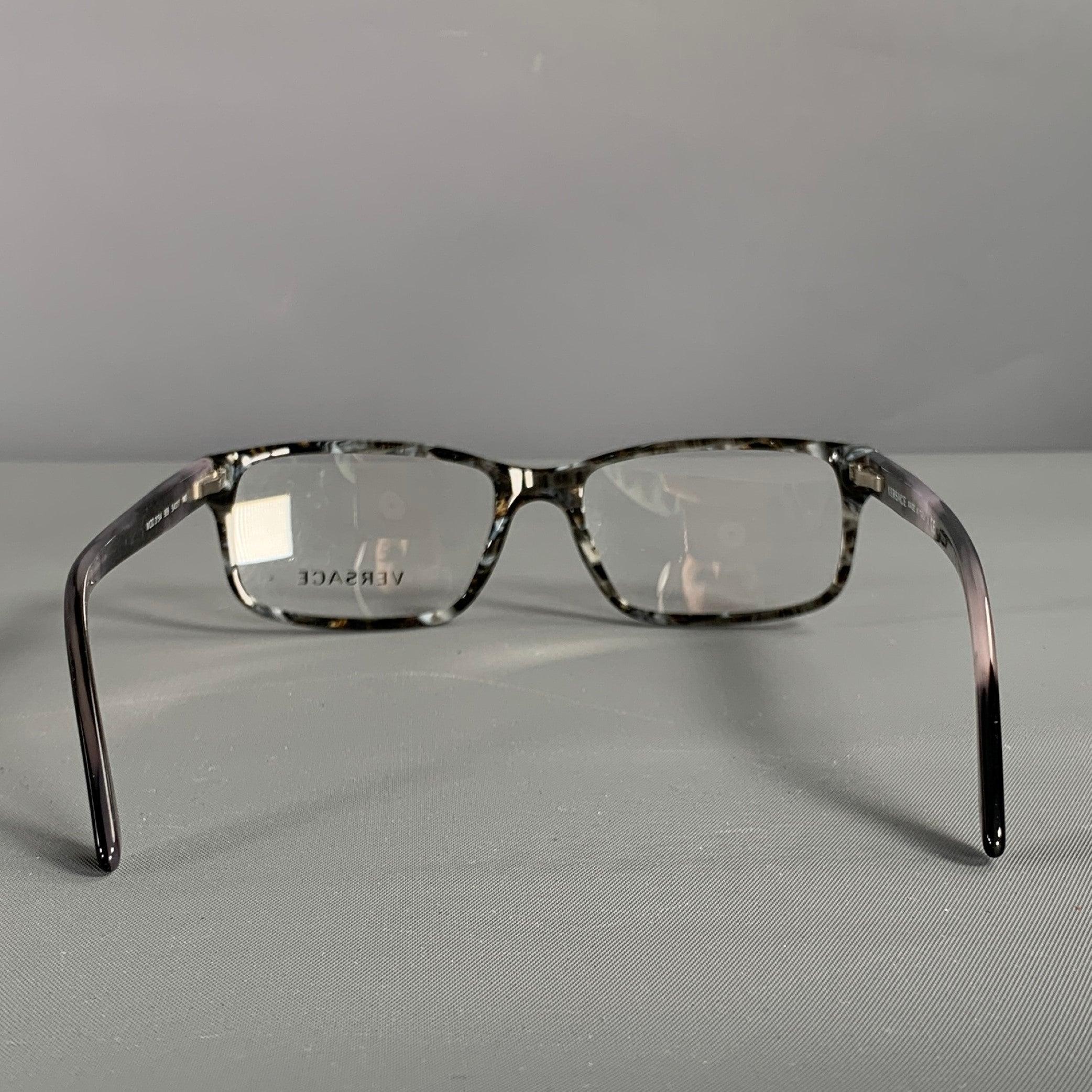 VERSACE Grey Black Marbled Acetate Sunglasses & Eyewear In Excellent Condition For Sale In San Francisco, CA