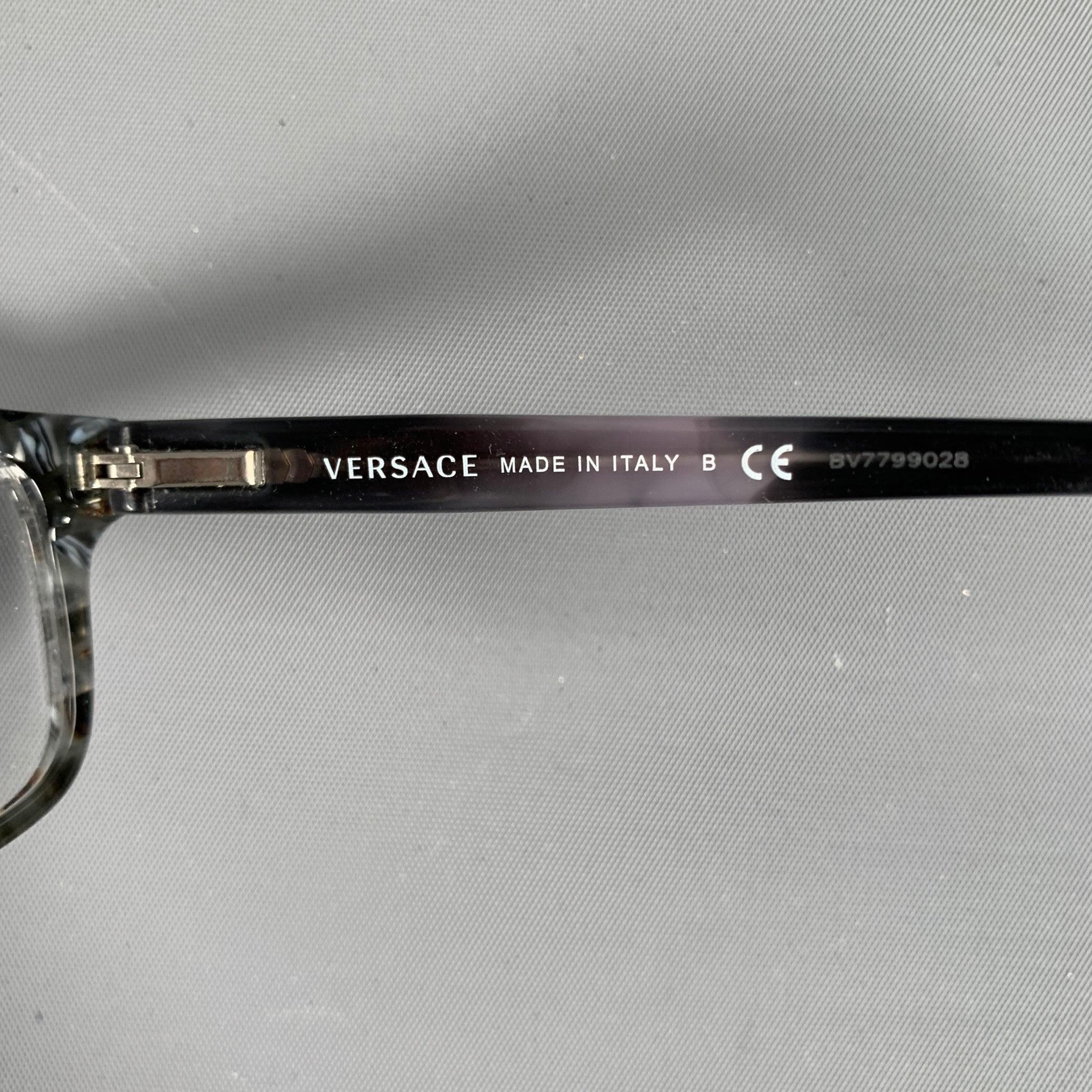 VERSACE Grey Black Marbled Acetate Sunglasses & Eyewear For Sale 1