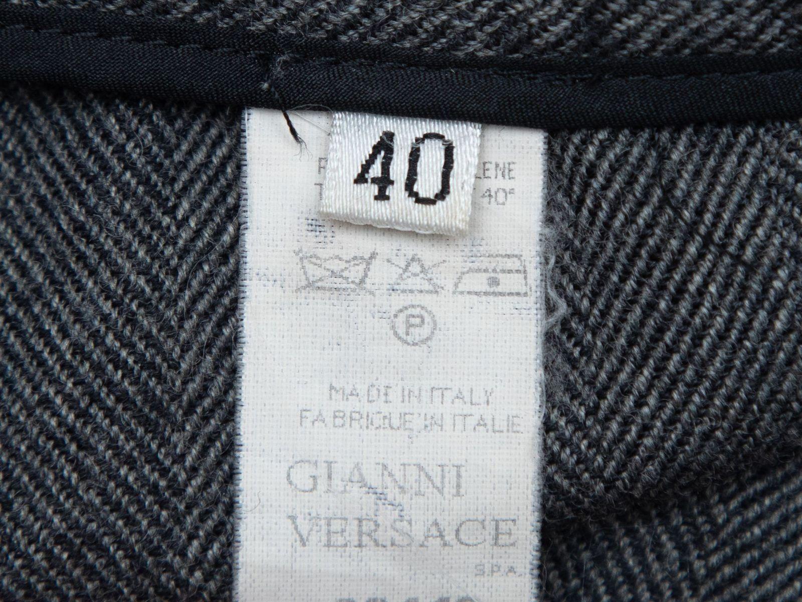 Versace Grey & Black Wool & Lace Herringbone Pants In Good Condition In New York, NY
