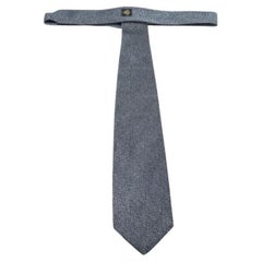 Versace Grey & Navy Dot Pattern Jacquard Silk Tie