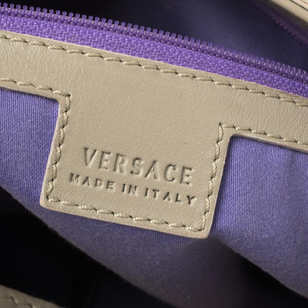 Versace Grey/Purple Majolica Print Leather Hobo 4