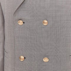 VERSACE grey wool micro houndstooth gold Medusa double breasted blazer EU50 L