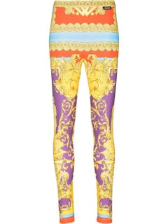 Versace Heritage Legging in Dark Orchid & Sun Baroque Print SZ 38