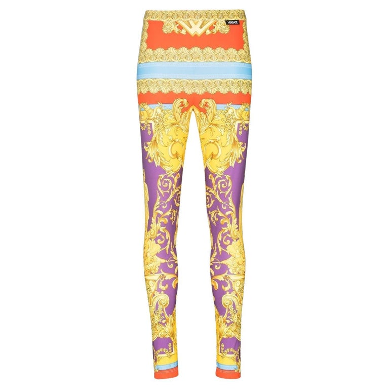 Versace Heritage Legging in Dark Orchid and Sun Baroque Print SZ 38 For  Sale at 1stDibs