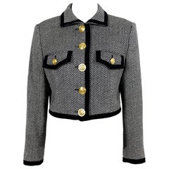 Versace Herringbone Vintage Short Jacket 90s