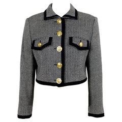 Versace Herringbone Vintage Short Jacket 90s