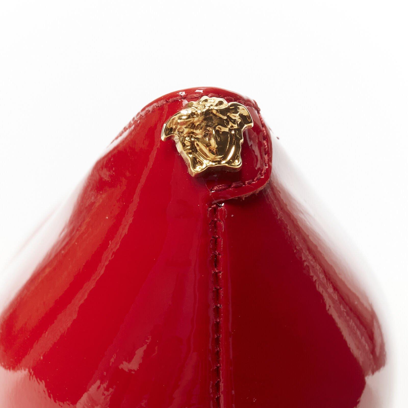 VERSACE Hibiscus Barocco gold sole red patent Medusa stud pump EU38 US8 4