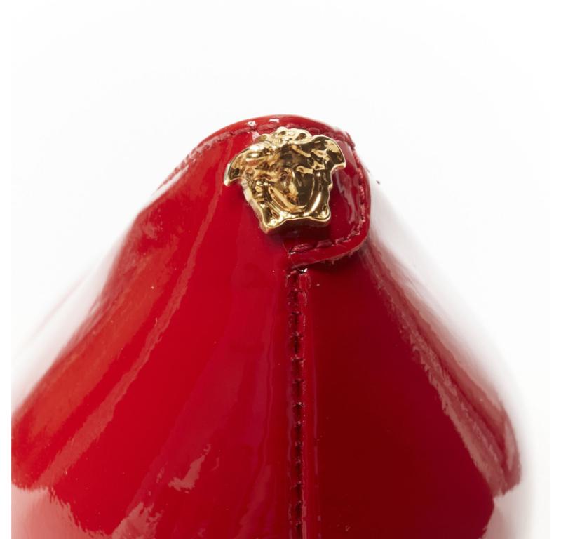 VERSACE Hibiscus Barocco gold sole red patent Medusa stud pump EU38.5 For Sale 3