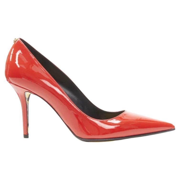 VERSACE Hibiscus Barocco gold sole red patent Medusa stud pump EU39 US9