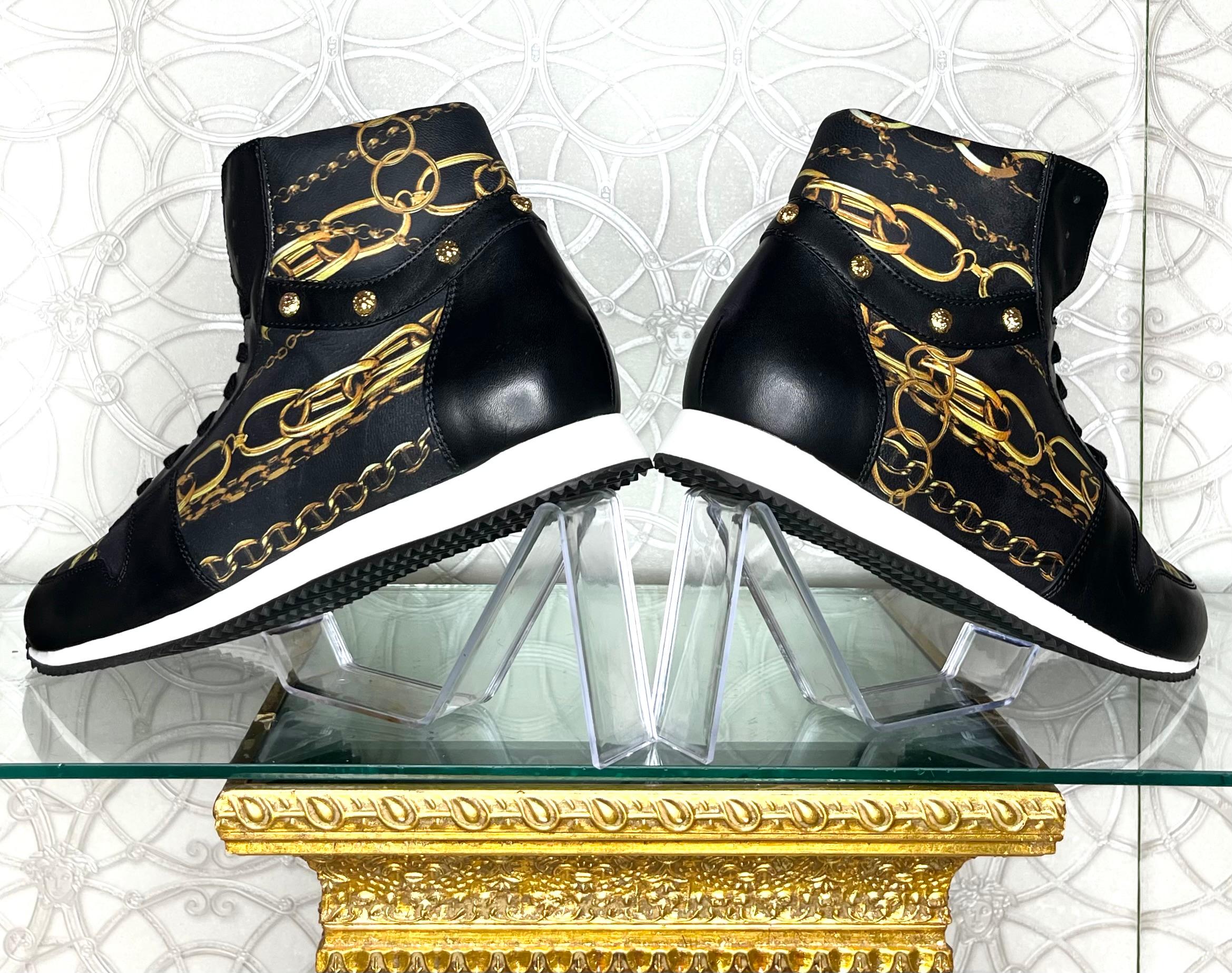 VERSACE HIGH-TOP SNEAKERS w/3D MEDUSA BUCKLE and GOLD-TONE ELEMENTS 44.5 - 11.5 For Sale 2