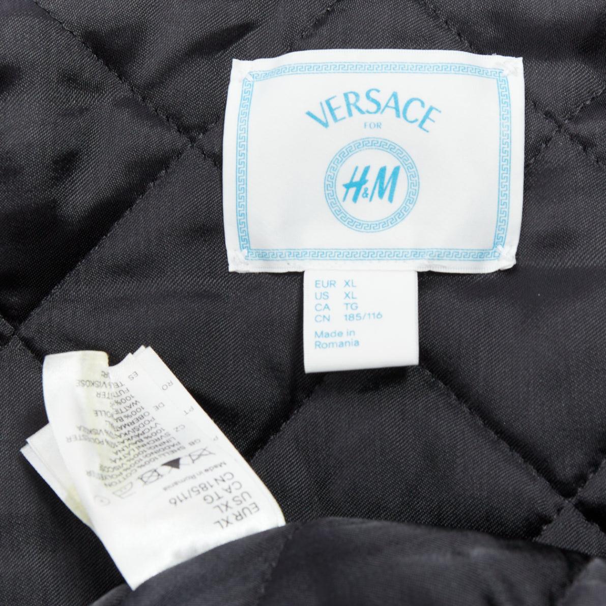 VERSACE H&M KANYE WEST black yellow green Barocco velvet bomber jacket XL 3
