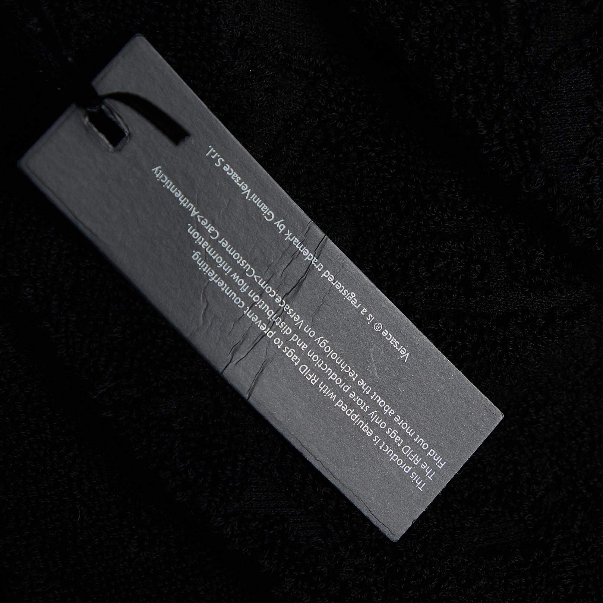 Versace Home Black Logo Terry Cotton Baroque Tie-Waist Bathrobe L 2