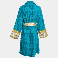 Versace Home Blue Monogram Medusa Amplified Terry Bathrobe S