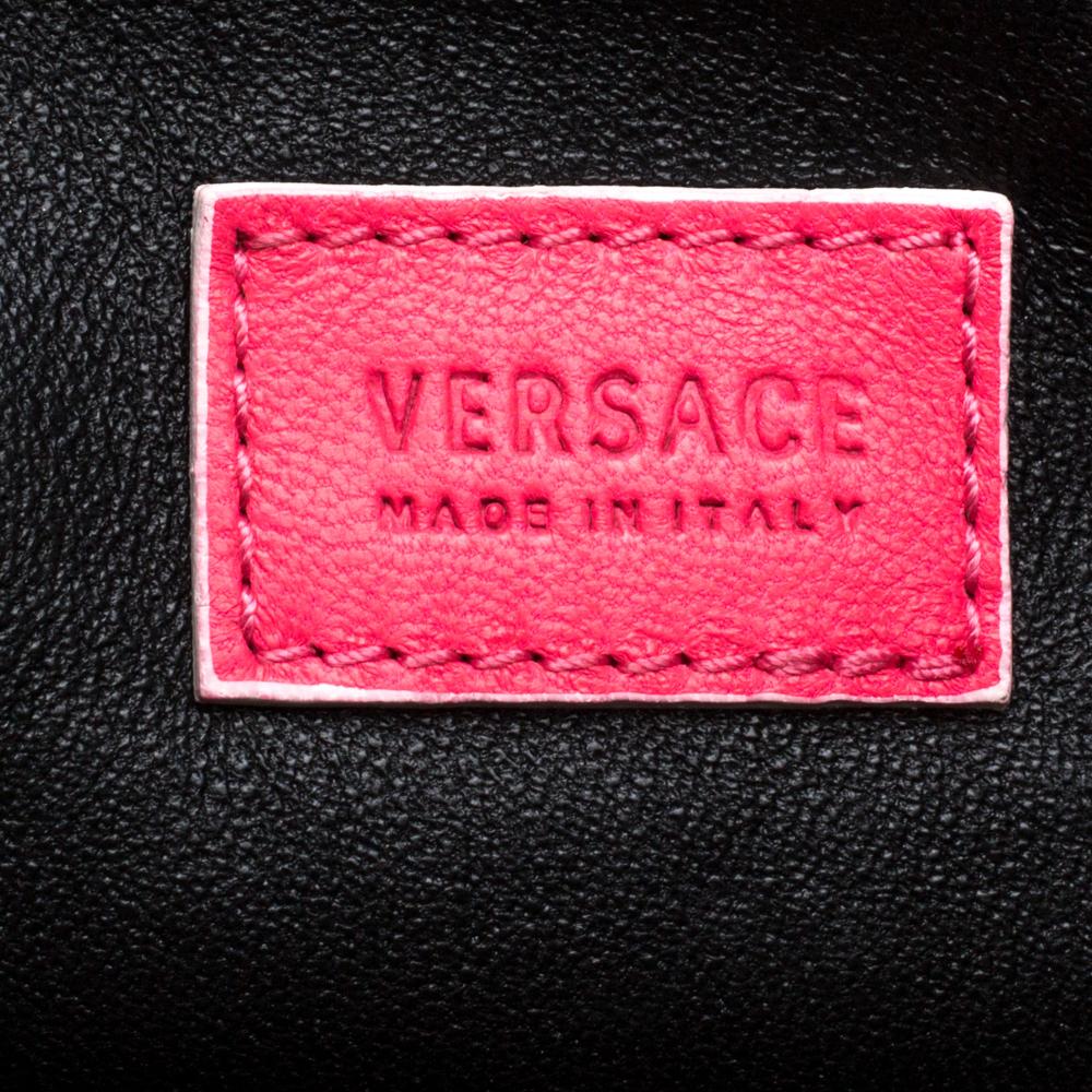 Versace Hot Pink Leather Fringed Medusa Shoulder Bag In Excellent Condition In Dubai, Al Qouz 2