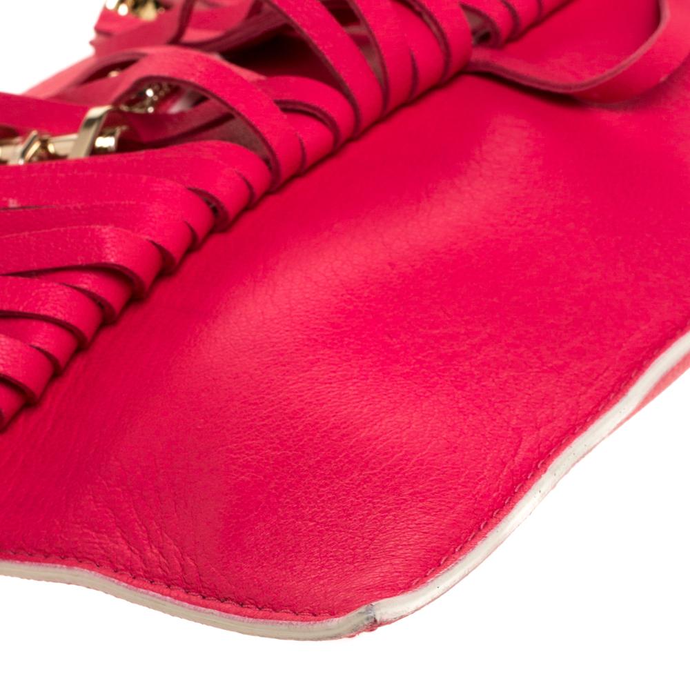 Women's Versace Hot Pink Leather Fringed Medusa Shoulder Bag