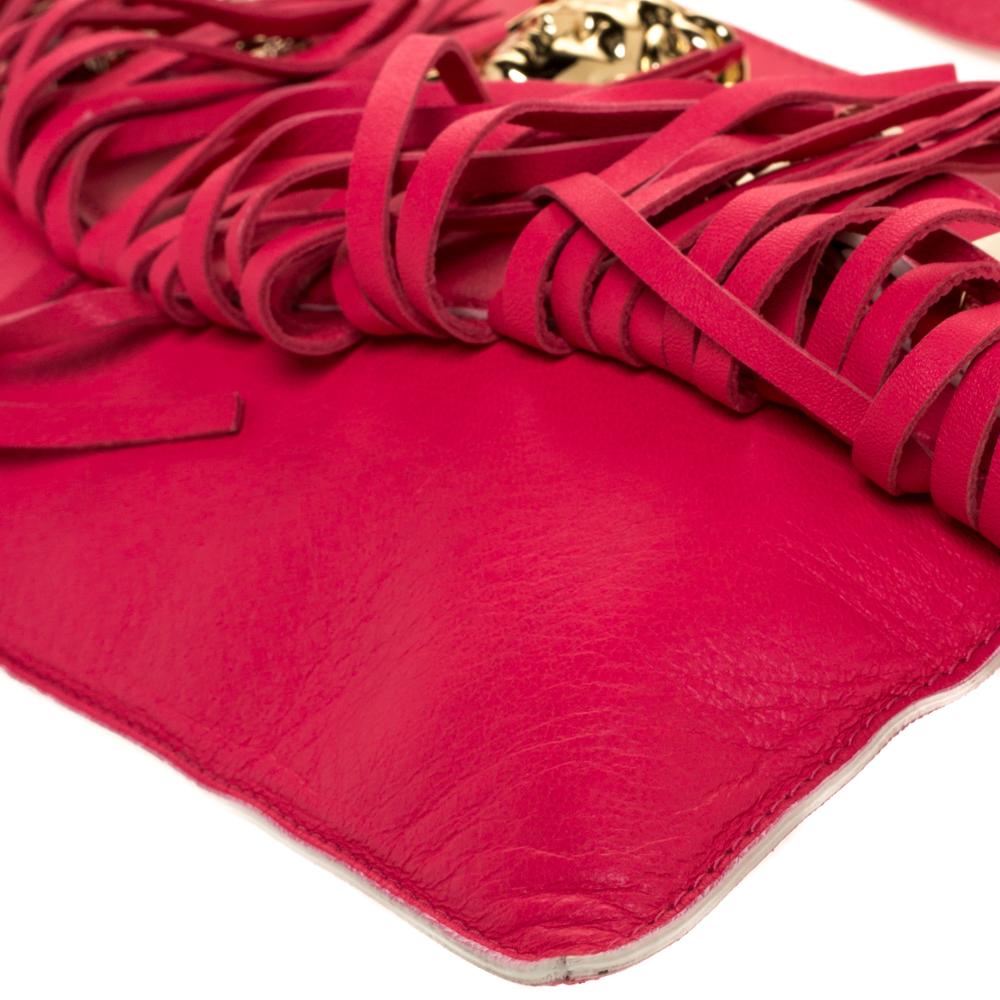 Versace Hot Pink Leather Fringed Medusa Shoulder Bag 1