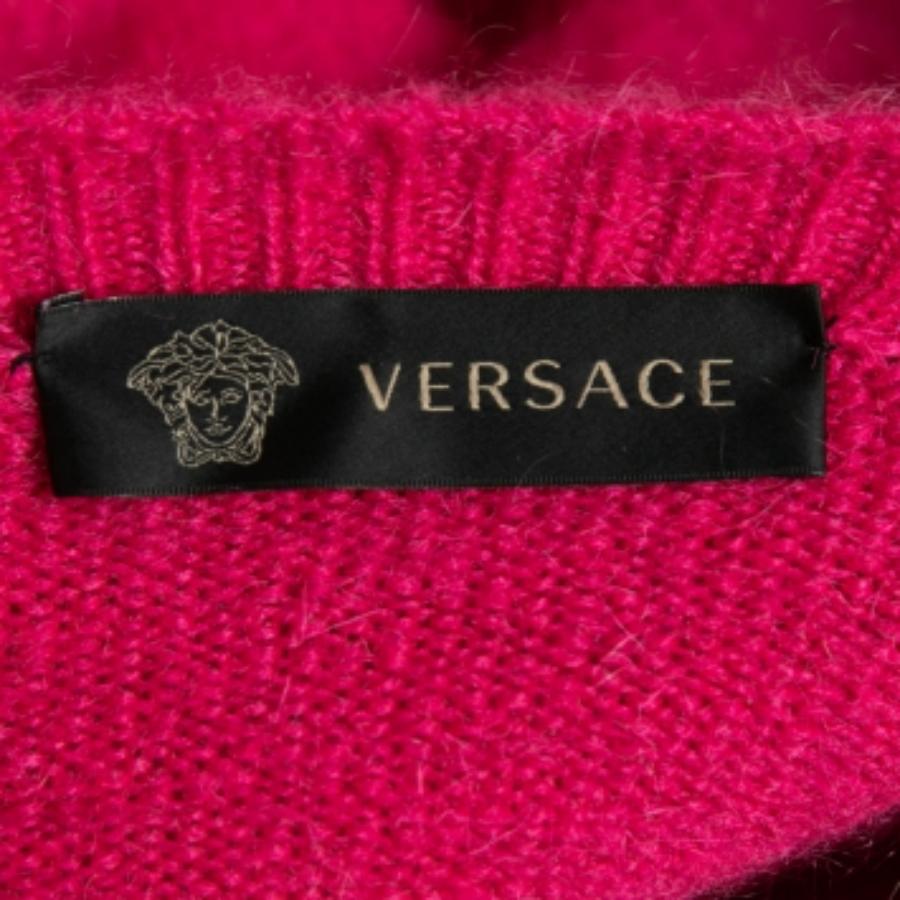 Versace Hot Pink Mohair-Mischung stricken Bleistiftrock S Damen im Angebot