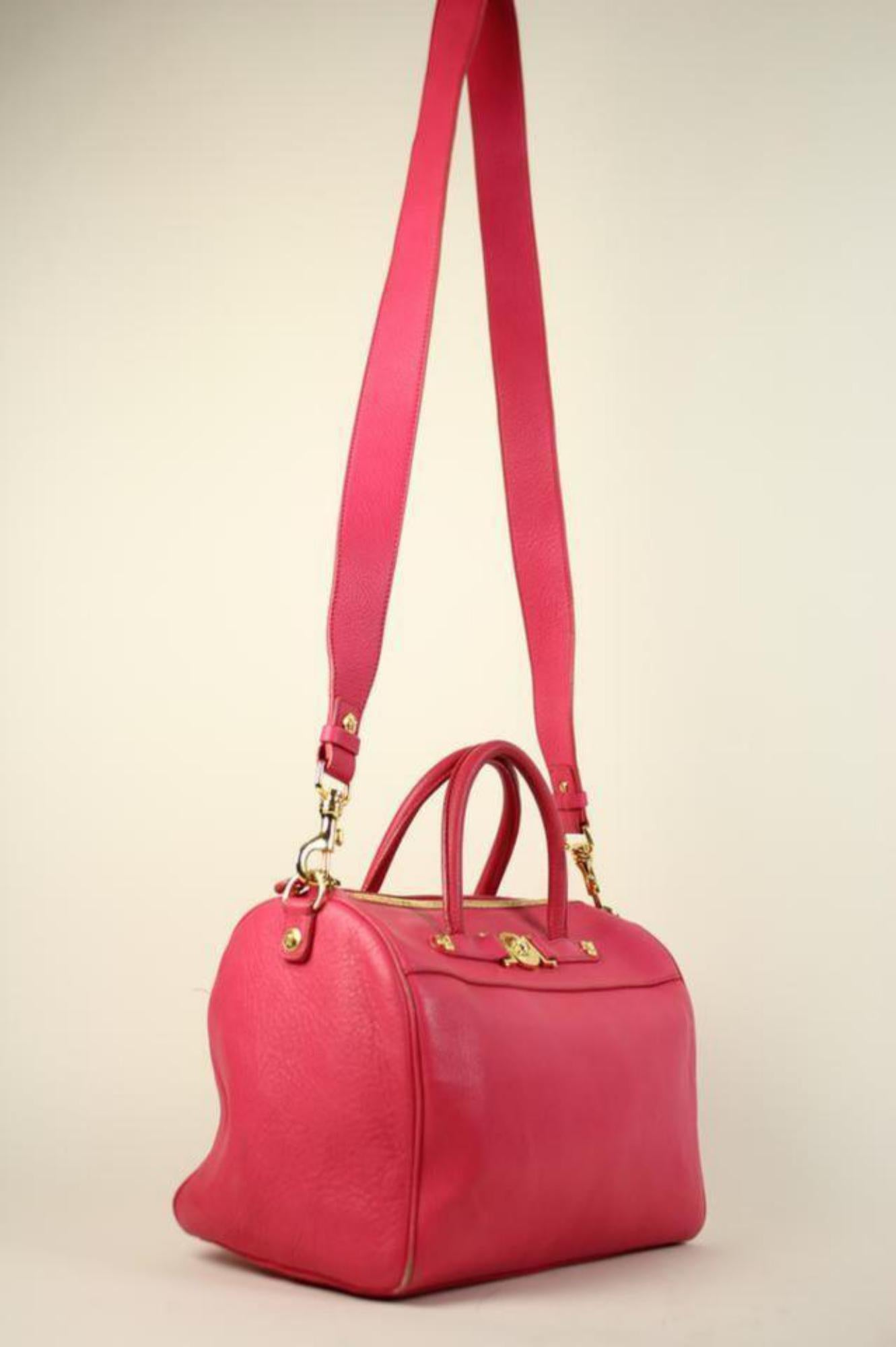 Versace Hot Two Way Boston Vvav1 Pink Leather Shoulder Bag In Good Condition For Sale In Forest Hills, NY