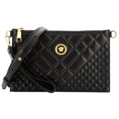 Versace Icon Flat Crossbody Bag Quilted Leather