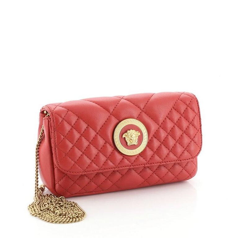 Versace Icon Wallet on Chain Quilted Leather at 1stDibs