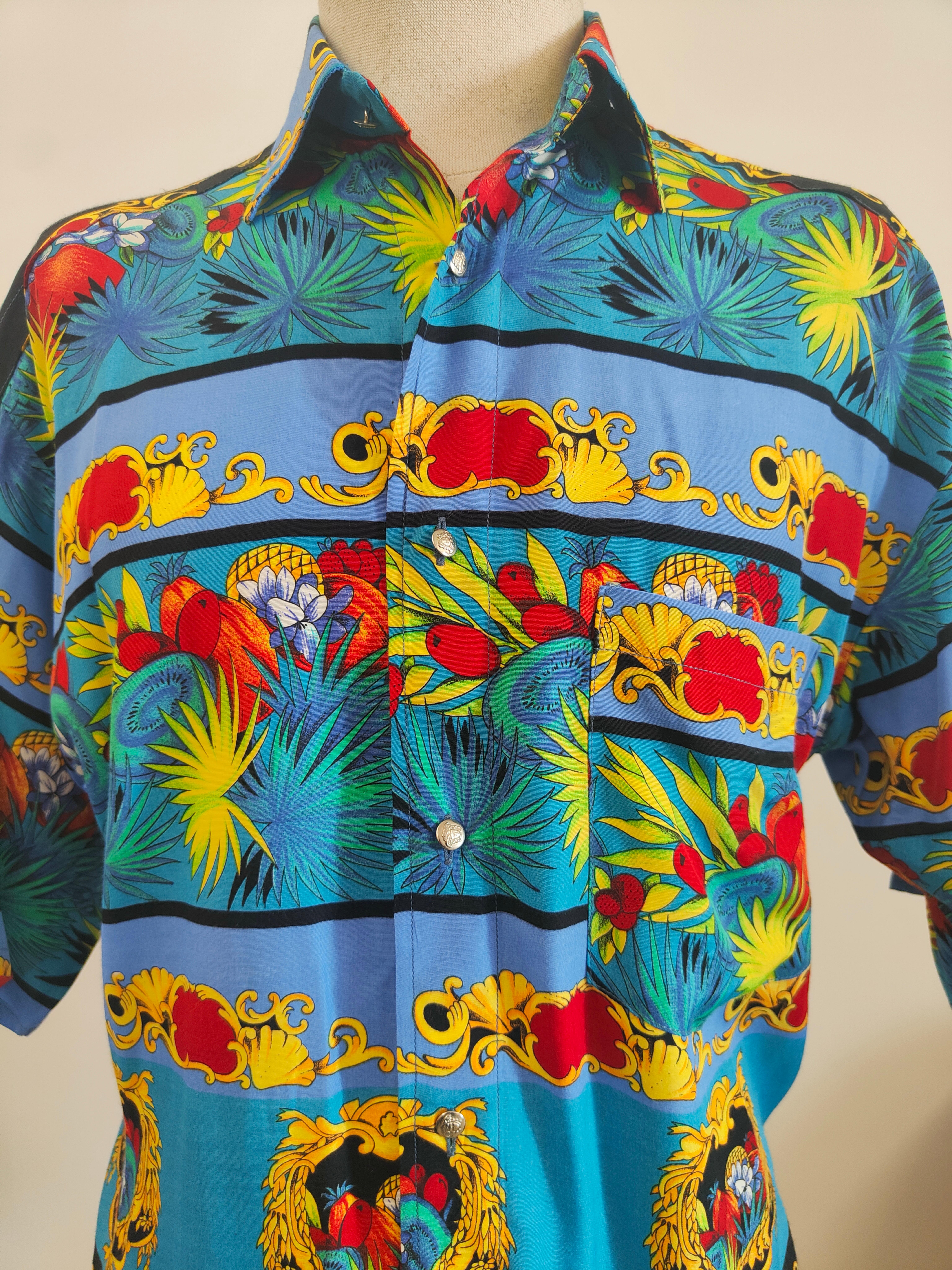 Versace iconic multicoloured cotton shirt For Sale 5