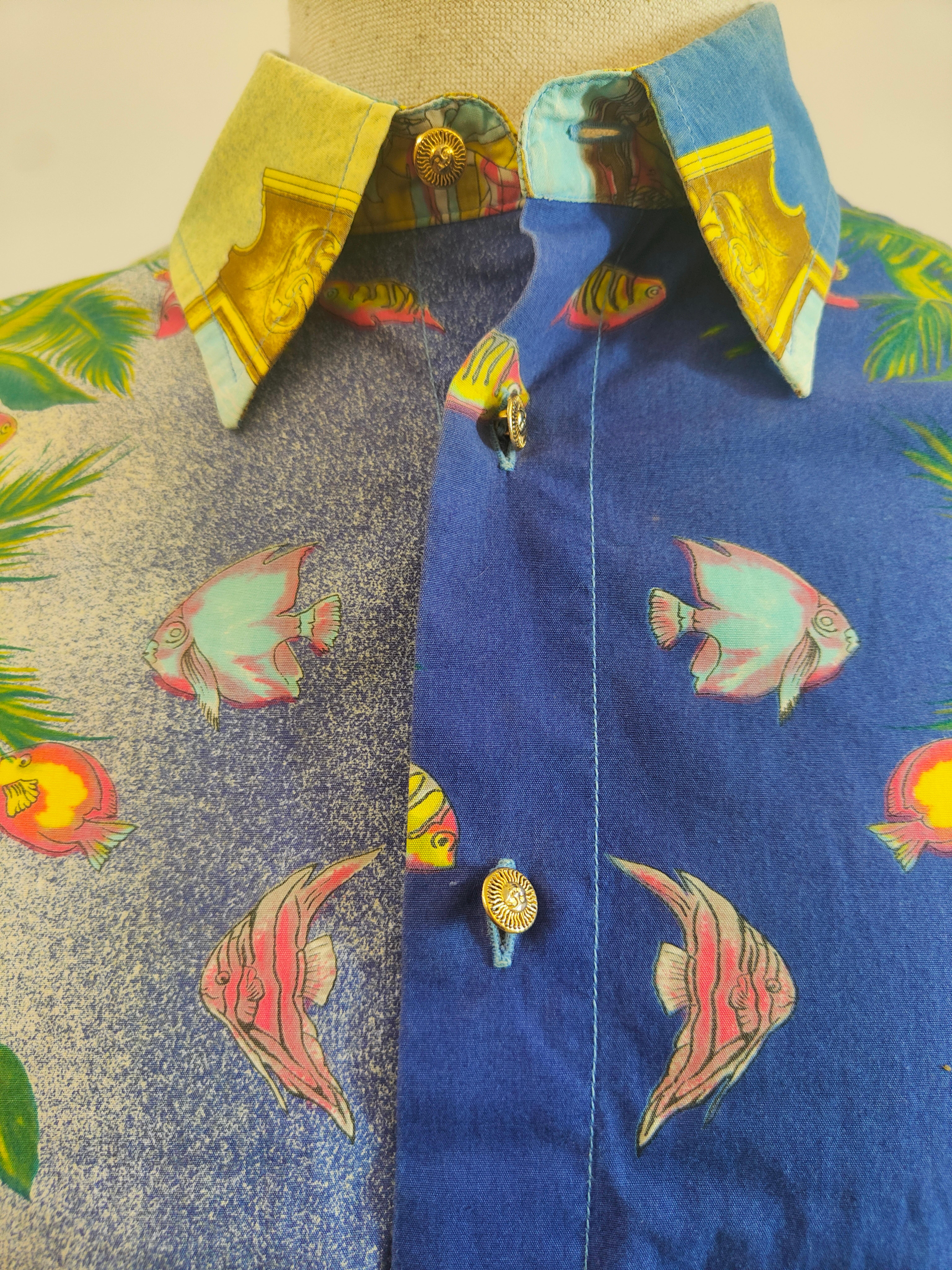 Camicia iconica Versace in cotone multicolore in vendita 10