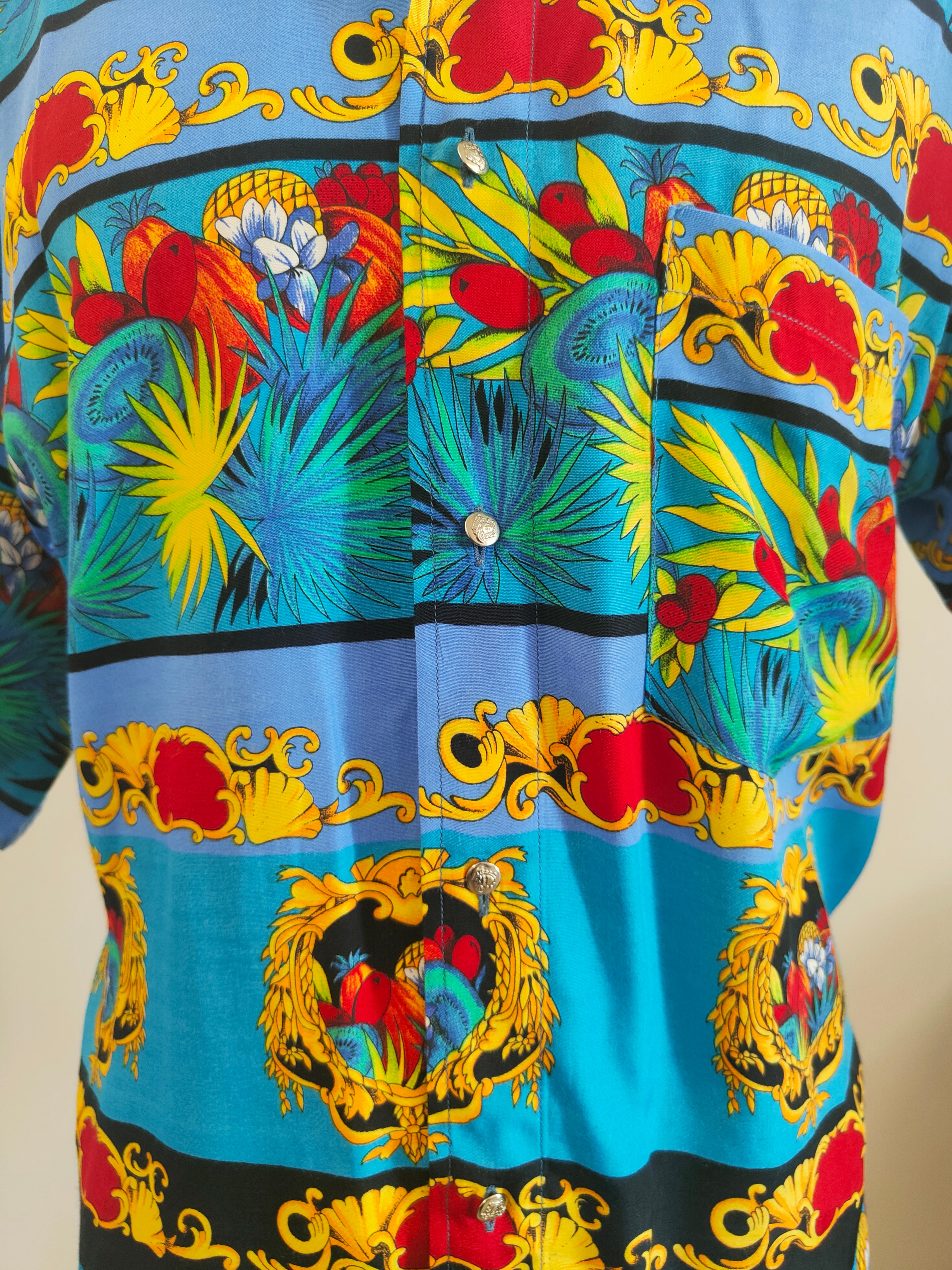 Versace iconic multicoloured cotton shirt For Sale 4